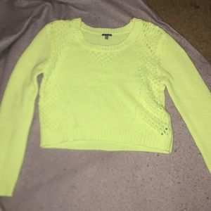 A neon yellow crop top